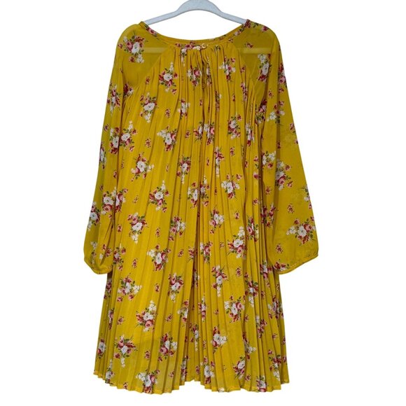 Baby Gap Chiffon Pleated Dress Yellow Floral Print Toddler Girls 5Y - Picture 2 of 11